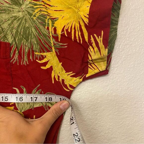 Free People Malibu tropical Island Romper jumpsuit Red cotton button front S - Picture 8 of 14